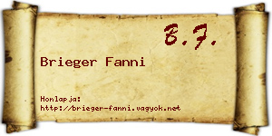 Brieger Fanni névjegykártya